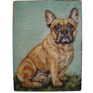 Primitives by Kathy French Bulldog Wood Sign Magnet Home‎ Decor Gift 4.5"x3"